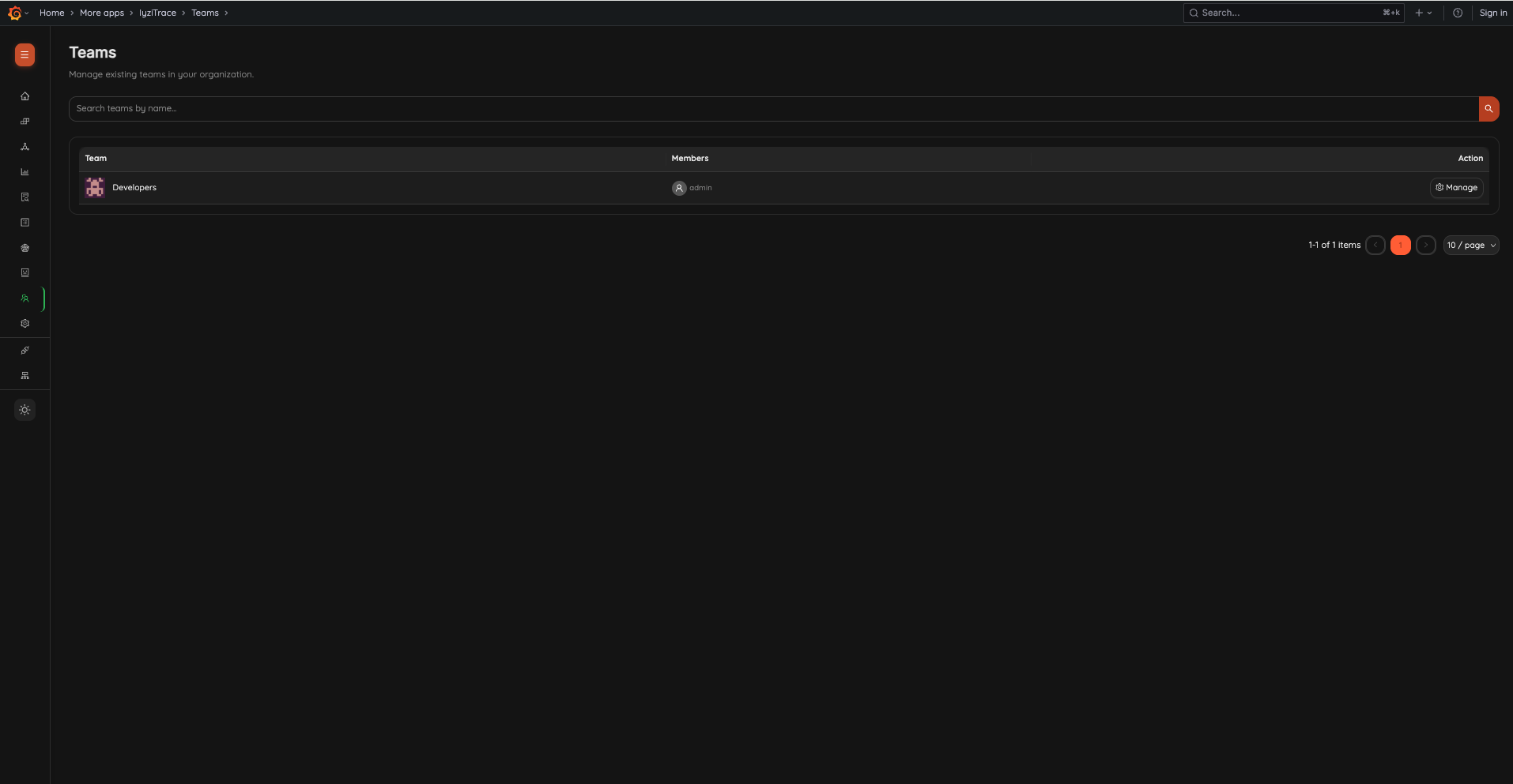 Teams Page